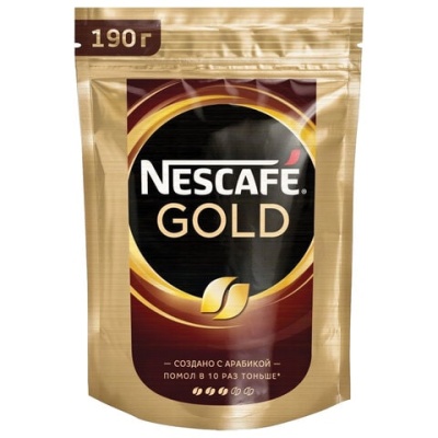 Кофе молотый в растворимом NESCAFE (Нескафе) "Gold", сублимированный, 190 г, мягкая упаковка, 124030