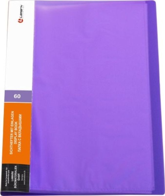 Папка с 60 вкладышами Lamark 0,6 мм, НЕОН фиолетовая, корешок 40 мм, DB0036-IMVL