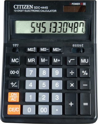 Калькулятор настольный CITIZEN SDC-444S,12 разр, двойное питание,199*153 мм 250221