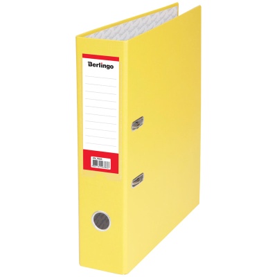 Папка-регистратор Berlingo "Standard", 70мм, бумвинил, с карманом на корешке, желтая ATb_70405