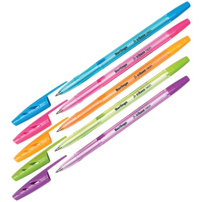 Ручка шариковая Berlingo "Tribase Neon", синяя, 0,7мм, корпус ассорти CBp_70932