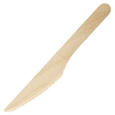 Нож одноразовый деревянный 160 мм, КОМПЛЕКТ 100 шт., БЕЛЫЙ АИСТ, 607575