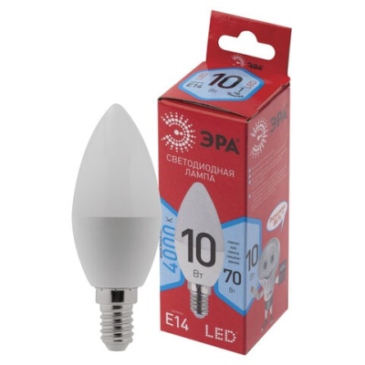 Лампа светодиодная ЭРА, 10(70)Вт, Е14, 25000 ч, LED B35-10W-4000-E14, Б0049642