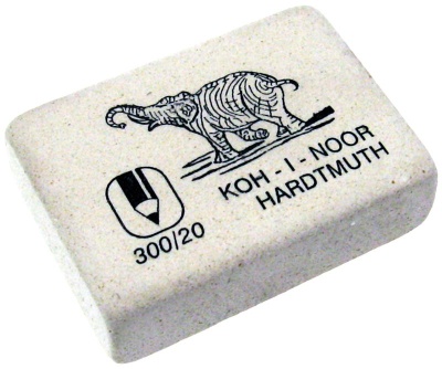 Ластик Koh-I-Noor "Elephant" 300/20, прямоугольный, натуральный каучук, 45*32*12мм, ч/б 0300020024KD