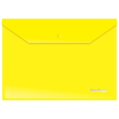 Папка-конверт на кнопке Berlingo, А4, 180мкм, желтая AKk_04105
