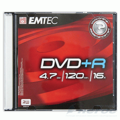 Диск DVD+R EMTEC 4,7Gb 16x Slim Case EMDVDPRSL01 (ш/к 0496)