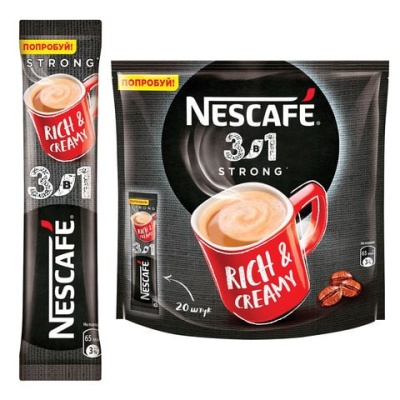 Кофе растворимый порционный NESCAFE "3 в 1 Крепкий", 14,5 г