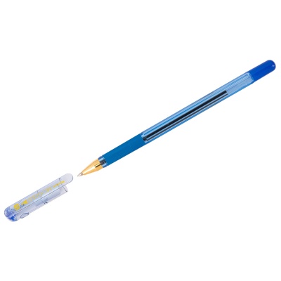 Ручка шариковая MunHwa "MC Gold" синяя, 0,7мм, грип, штрих-код BMC07-02