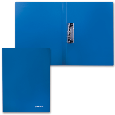 Папка с боковым металл. прижимом BRAUBERG стандарт, синяя, до 100 листов, 0,6 мм, 221629