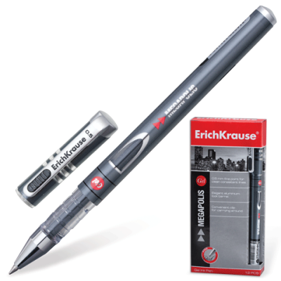 Ручка гелевая ERICH KRAUSE "Megapolis Gel", узел 0,5 мм, линия 0,4 мм, черная, 93