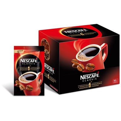 Кофе растворимый Nescafe "Classic", 30 пакетиков*2г, картонная коробка 12386392