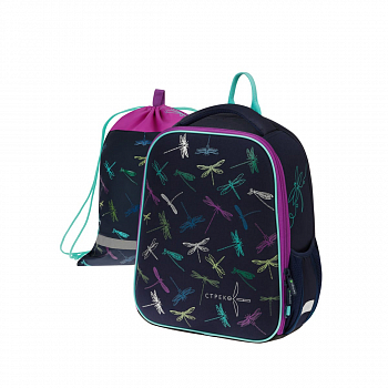 Ранец Berlingo Expert Mini "Dragonfly" 36*27*14см, 2 отд., 2 карм., мешок для об., RU09046