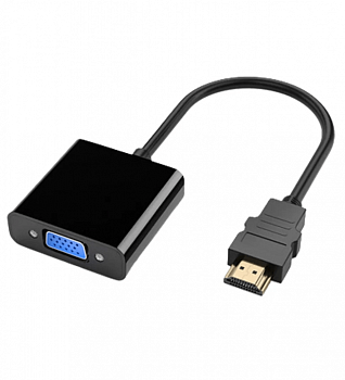 Кабель-переходник HDMI (m) - VGA (f), 25 см, черный
