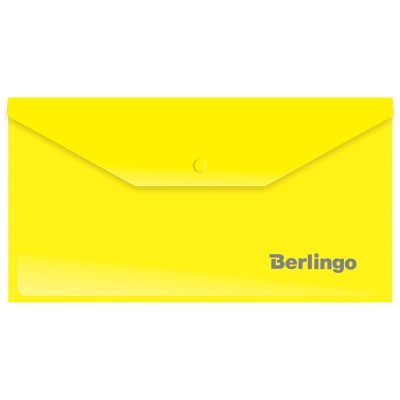 Папка-конверт на кнопке Berlingo, C6, 180мкм, желтая AKk_06305