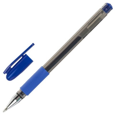 Ручка гелевая с грипом STAFF "Basic" GP-677, СИНЯЯ, узел 0,5 мм,  линия 0,35 мм, 143676