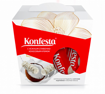 Конфеты KONFESTA со сливочно-кокосовым кремом, вафельные, 150 г ПОДАРОК