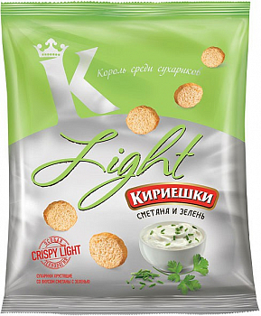 Сухарики Кириешки Light со вкусом сметаны и зелени, 33 г