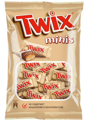 Шоколадные конфеты Twix Minis, пакет, 184 г