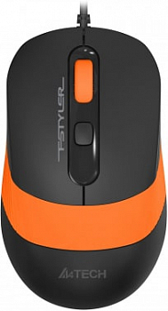 Мышь A4 Fstyler FM10S, оптическая, проводная, черный/оранжевый [FM10S USB ORANGE]