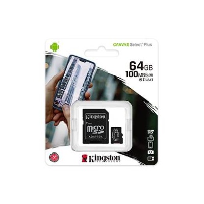 Флеш карта microSD 64GB Kingston microSDXC Class 10 UHS-I U1 Canvas Select Plus (SD адаптер) 100MB/s