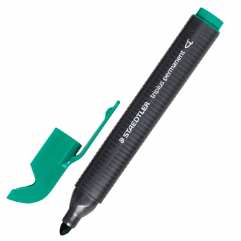 Маркер перманентный STAEDTLER "Triplus", ЗЕЛЕНЫЙ, круглый нак-к, 2 мм, 3552-5