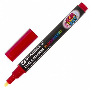Маркер меловой "POP-ART" КРАСНЫЙ, 3,5 мм, стираемый, BRAUBERG, 151521