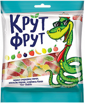 Мармелад жевательный «КрутФрут» в форме забавных змеек в кислой посыпке, 70 г