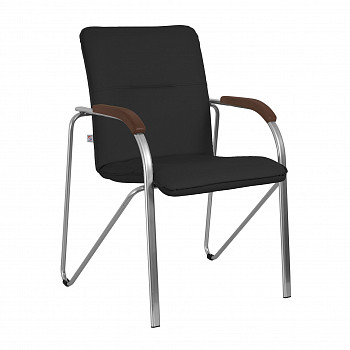 Стул Samba chrome (P50* V4 2.031) экокожа, деревяные накладки, черный
