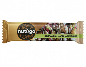 Батончик глазированный «Nut&Go» с фисташкой, кешью и малиной, 28 г