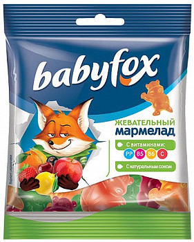 Мармелад жевательный «BabyFox» бегемоты, с соком ягод и фруктов, 70 г