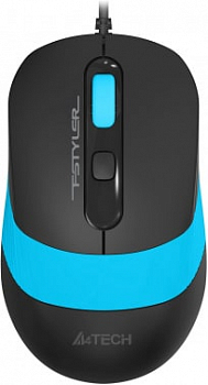 Мышь A4 Fstyler FM10S, оптическая, проводная, черный/голубой [FM10S USB BLUE]