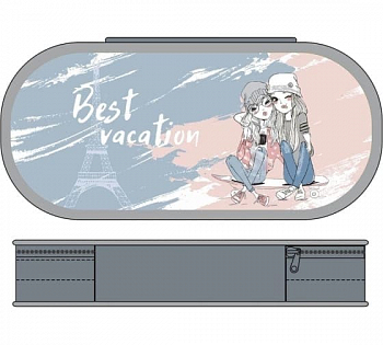 Пенал овальный Lamark "Best Vacation", 1 отд., 210х90х55 мм, на молнии, PB0050-04