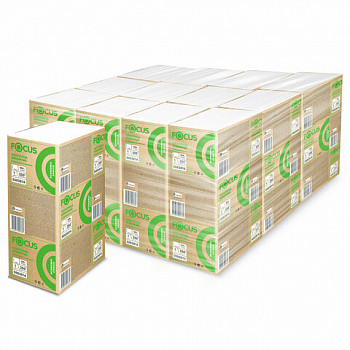 Полотенца бумажные 250 шт. FOCUS, H2, Eco, 1-сл., 12 пачек, 24х21,5, Z, 5069958/5044994