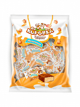 Конфеты Рот Фронт "Коровка", вафельные с молочной начинкой, 250 г, РФ09755