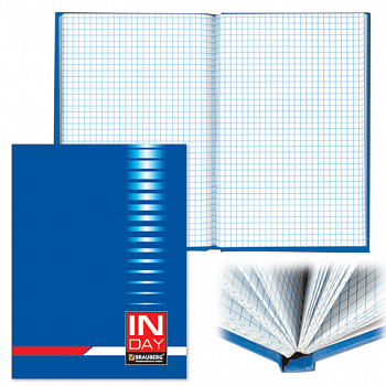 Блокнот А5, 96 л., твердый переплет, ламинированная обложка, клетка, BRAUBERG, "INDAY blue", 121929