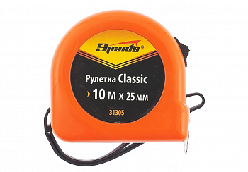 Рулетка измерительная 10 м*25 мм, SPARTA "Elastica", обрезиненный корпус, 31314