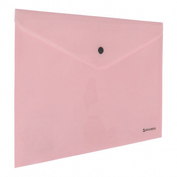 Папка-конверт с кнопкой BRAUBERG "Pastel", А4, до 100 л., персиковая, 0,18 мм, 270476