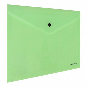 Папка-конверт с кнопкой BRAUBERG "Pastel", А4, до 100 л., мятная, 0,18 мм, 270477