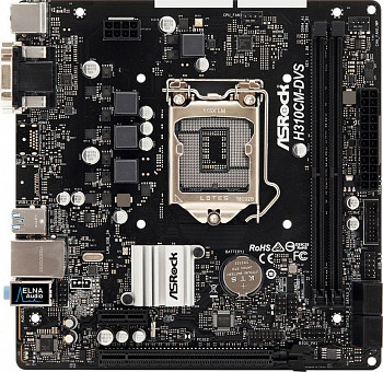 Материнская плата Asrock H310CM-DVS Soc-1151v2 Intel H310C 2xDDR4 mATX AC`97 8ch(7.1) GbLAN+VGA+DVI