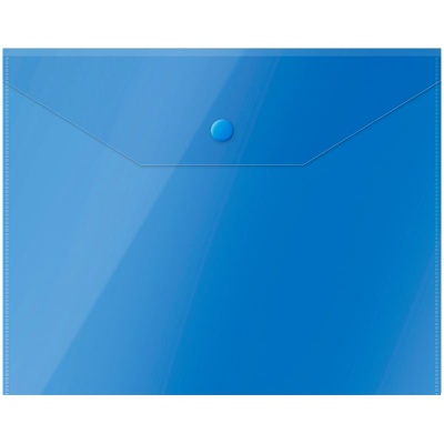 Папка-конверт на кнопке OfficeSpace А5 (190*240мм), 150мкм, пластик, полупрозрачная, синяя 267531