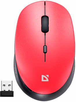 Мышь DEFENDER Auris MB-027 4D, USB, оптическая, беспроводная, красный [52026]