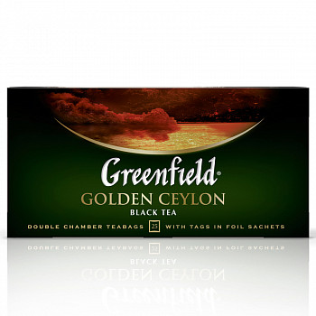Чай Greenfield "Golden Ceylon", черный, 25 фольг. пакетиков по 2г ПОДАРОК