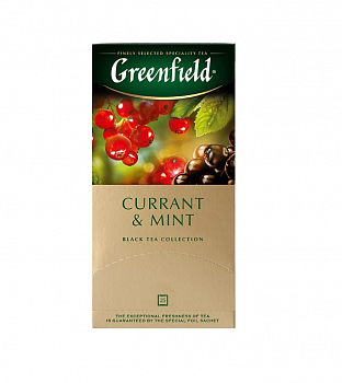 Чай Greenfield "Currant & Mint" черный с ароматом смородины, пакетированный, 25 шт