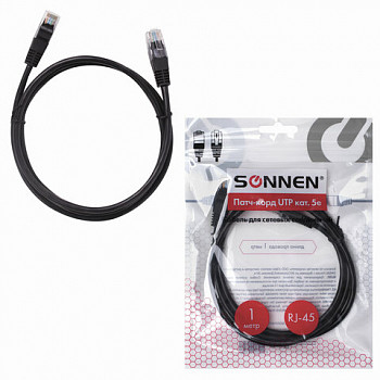 Кабель (патчкорд) UTP 5E категория, RJ-45, 1 м, SONNEN, 513122