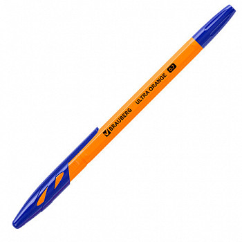 Ручка шариковая BRAUBERG "ULTRA ORANGE", синяя, узел 0,7мм, 143562