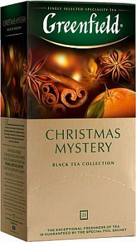 Чай GREENFIELD "Christmas Mystery" (Таинство Рождества), черный с корицей, 25 пак. по 1,5г, ш/к04346