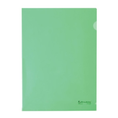Папка-уголок жесткая BRAUBERG зеленая 0,15 мм, 221639