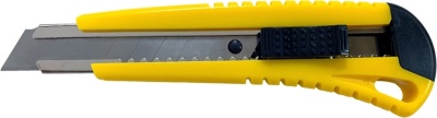 Нож канц. 18 мм DOLCE COSTO желтый корпус, мет.направляющие, автоблокировка D00170