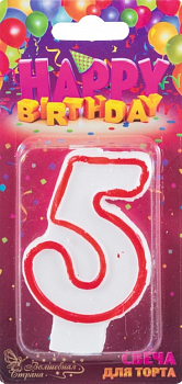 Свеча для торта Волшебная страна "Цифра 5" (1*Bl)