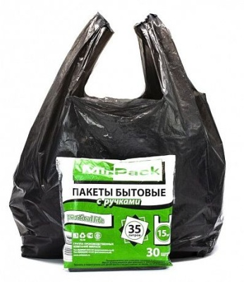 Мешки для мусора с ручками MIRPACK "Practical life", 35 литров, 30 шт. ПНД, 14 мкм